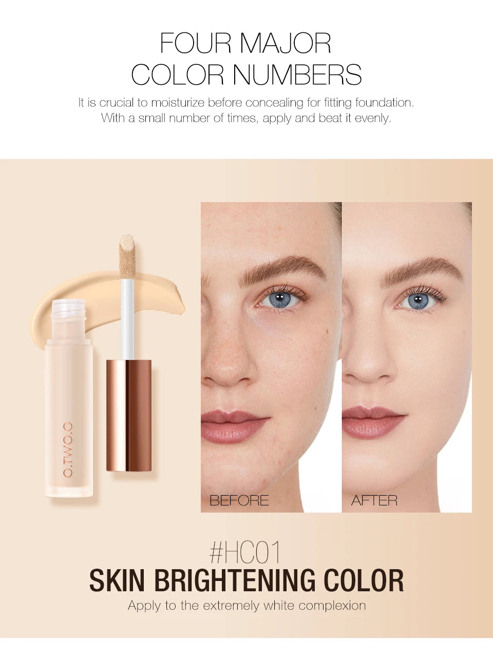 O.TWO.O Liquid Concealer Cream Waterproof Full Coverage Concealer Long Lasting Face Scars Acne Cover Smooth Moisturizing Makeup