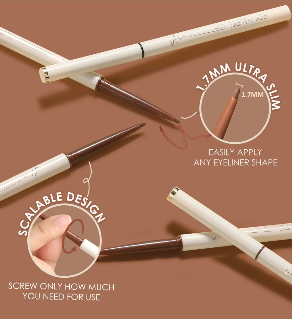 FOCALLURE Waterproof Eyeliner Gel Pencil Ultra-slim 1.7mm Soft Easy Wear High Pigment Long Lasting Eyes Makeup