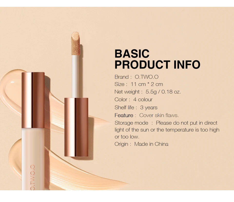 O.TWO.O Liquid Concealer Cream Waterproof Full Coverage Concealer Long Lasting Face Scars Acne Cover Smooth Moisturizing Makeup