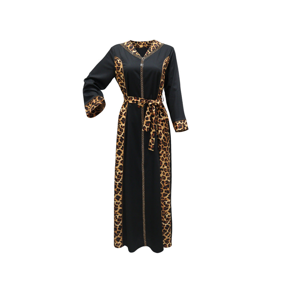 Muslim Abaya Dress Women Dubai Dresses Jalabiya Leopard Print Vestidos Modest Robe Morocco Arab Abayas Kaftan Islam Ramadan