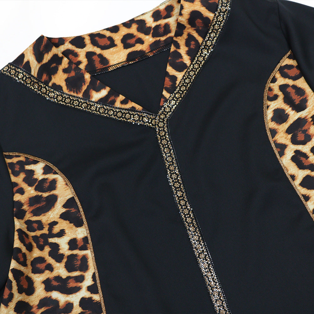 Muslim Abaya Dress Women Dubai Dresses Jalabiya Leopard Print Vestidos Modest Robe Morocco Arab Abayas Kaftan Islam Ramadan