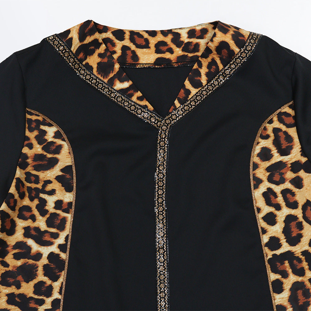 Muslim Abaya Dress Women Dubai Dresses Jalabiya Leopard Print Vestidos Modest Robe Morocco Arab Abayas Kaftan Islam Ramadan