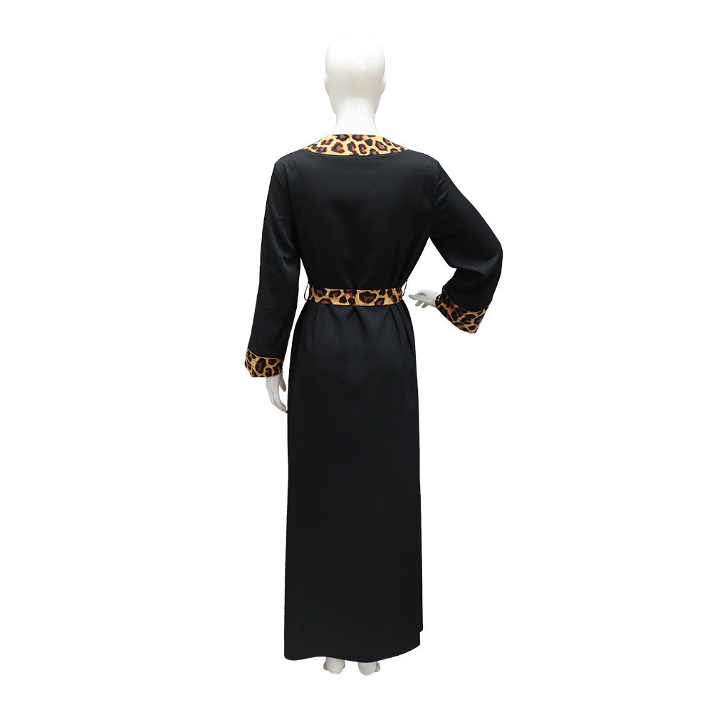 Muslim Abaya Dress Women Dubai Dresses Jalabiya Leopard Print Vestidos Modest Robe Morocco Arab Abayas Kaftan Islam Ramadan