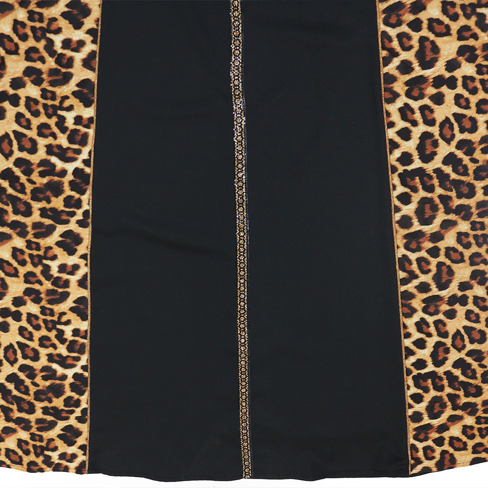 Muslim Abaya Dress Women Dubai Dresses Jalabiya Leopard Print Vestidos Modest Robe Morocco Arab Abayas Kaftan Islam Ramadan