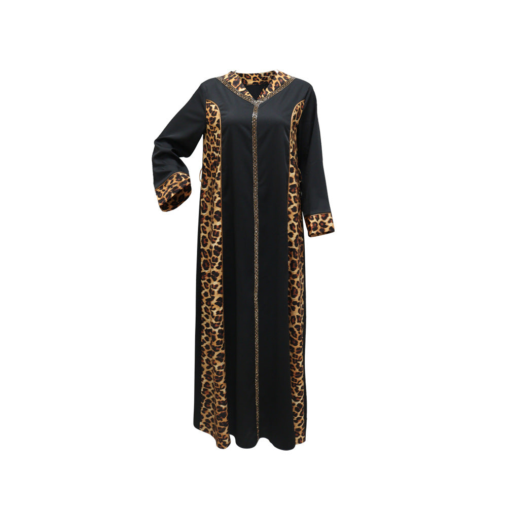 Muslim Abaya Dress Women Dubai Dresses Jalabiya Leopard Print Vestidos Modest Robe Morocco Arab Abayas Kaftan Islam Ramadan