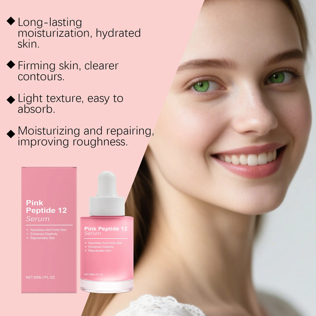 Pink Peptide 12 Facial Serum Niacinamide Hydration Firm-Looking Skin Uneven Tone Care Glass Skin Korean Skincare Face Essence