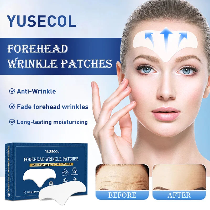 12Pcs Collagen Forehead Skin Care Patches Smoothing Fine Frown Lines Wrinkles Treatment High Quality Natural Material