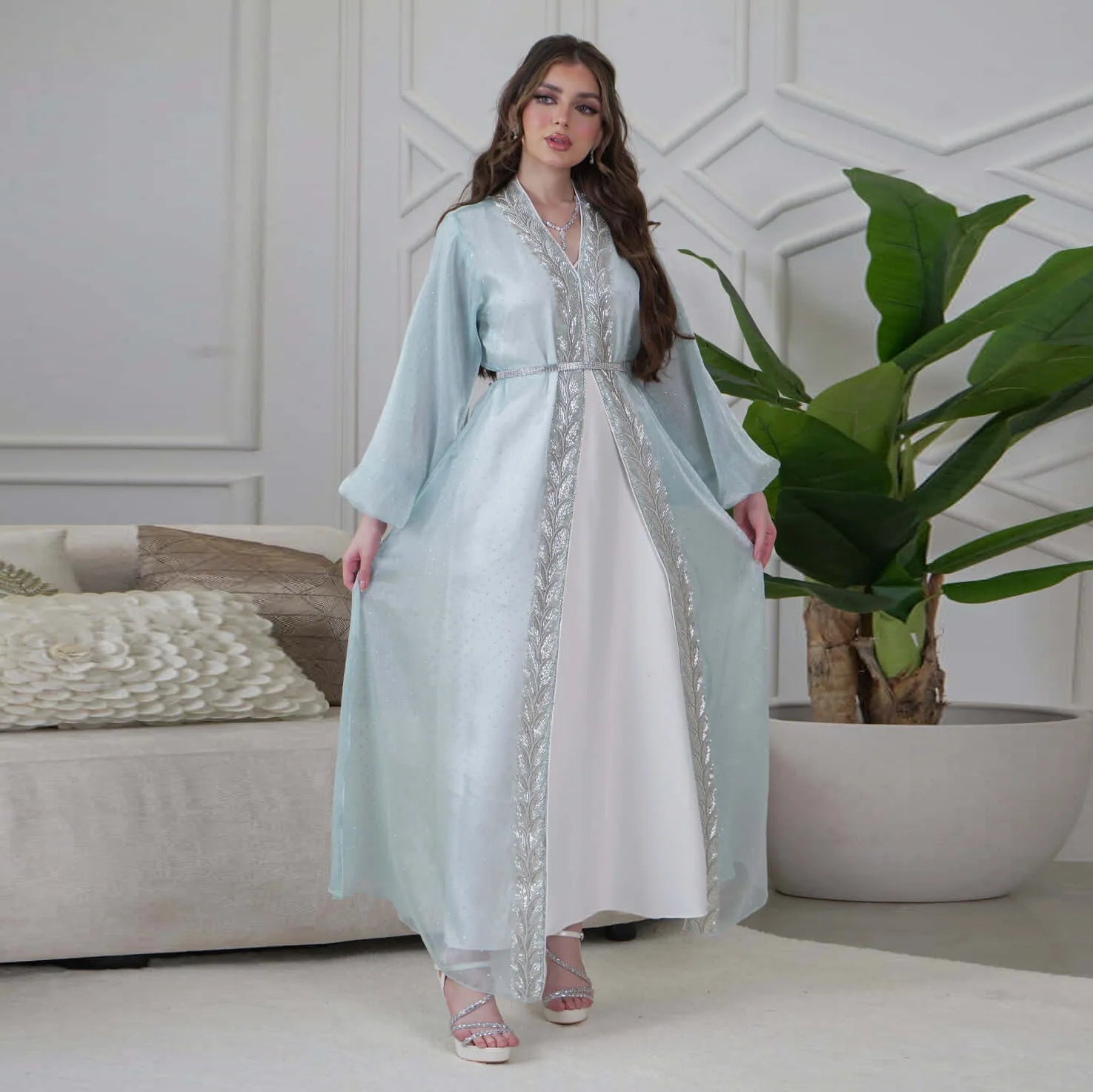 2PCS Muslim Women Dress Dubai Abaya Kaftan Turkey Embroidery Jalabiya African Party Gown Arab Robe Islam Clothing Kebaya Caftan