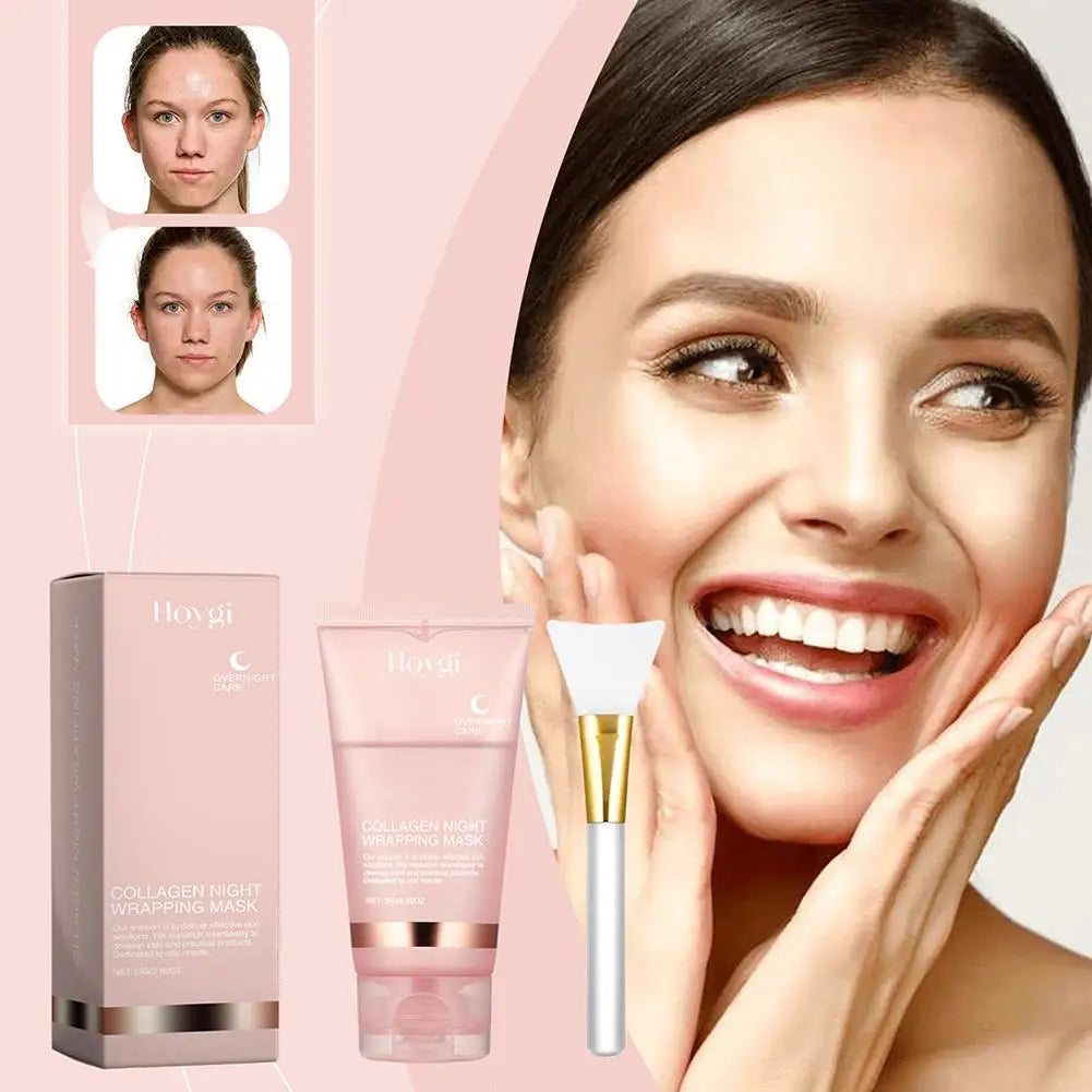 Collagen Overnight Wrapping Peel Off Facial Mask Korean Collagen Night Wrapping Mask Deeply Hydrates Night Care Mask Cream