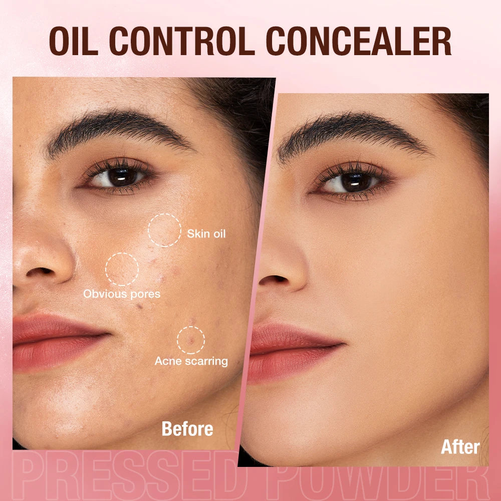 O.TWO.O Face Powder Oil-control 24 Hours SPF 30 PA+++ Long Lasting Waterproof Matte Face Makeup Cosmetic Setting Compact Powder