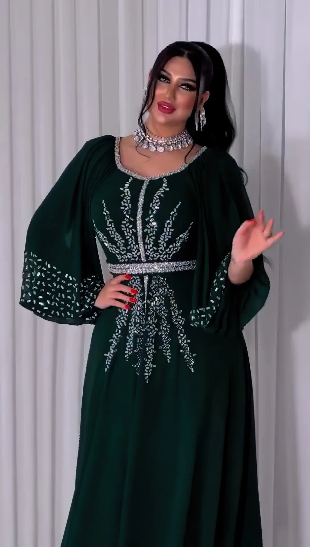 New 2025 Chiffon Diamonds Abayas for Women Luxury Dubai Abaya Turkey Kaftan Muslim Dress Djellaba Jalabiya Caftan Marocain Femme