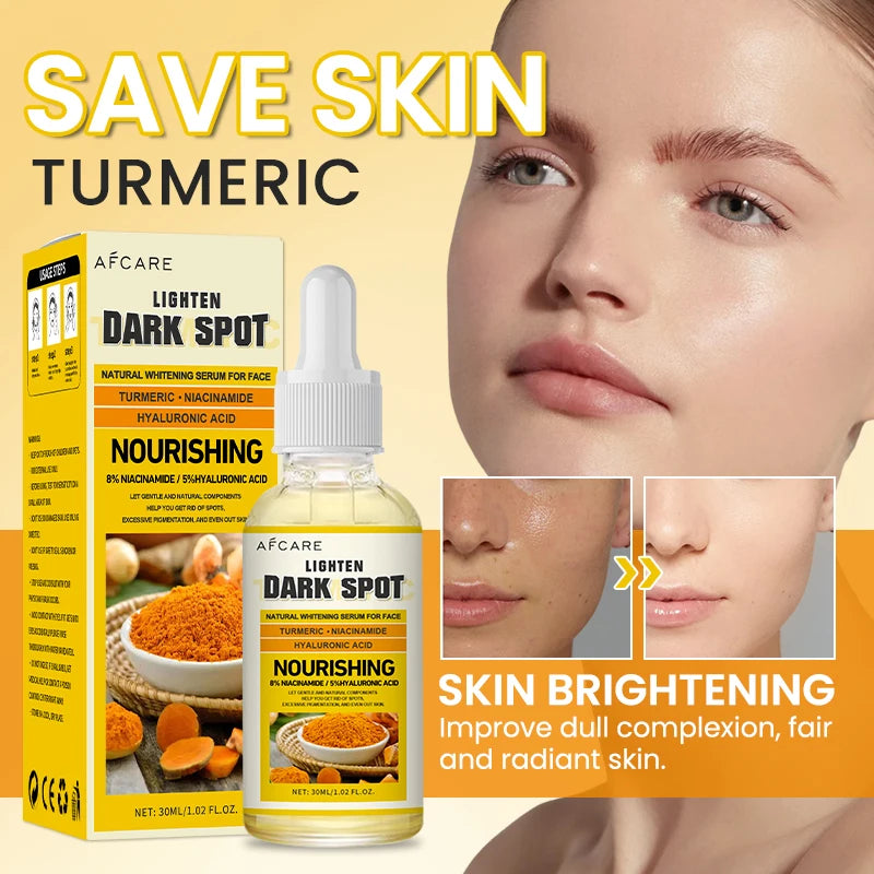 Dark Spot Facial Serum Turmeric Essence Remove Dark Spots Melasma Niacinamide Brighten Lighten Melanin Skin Care Products