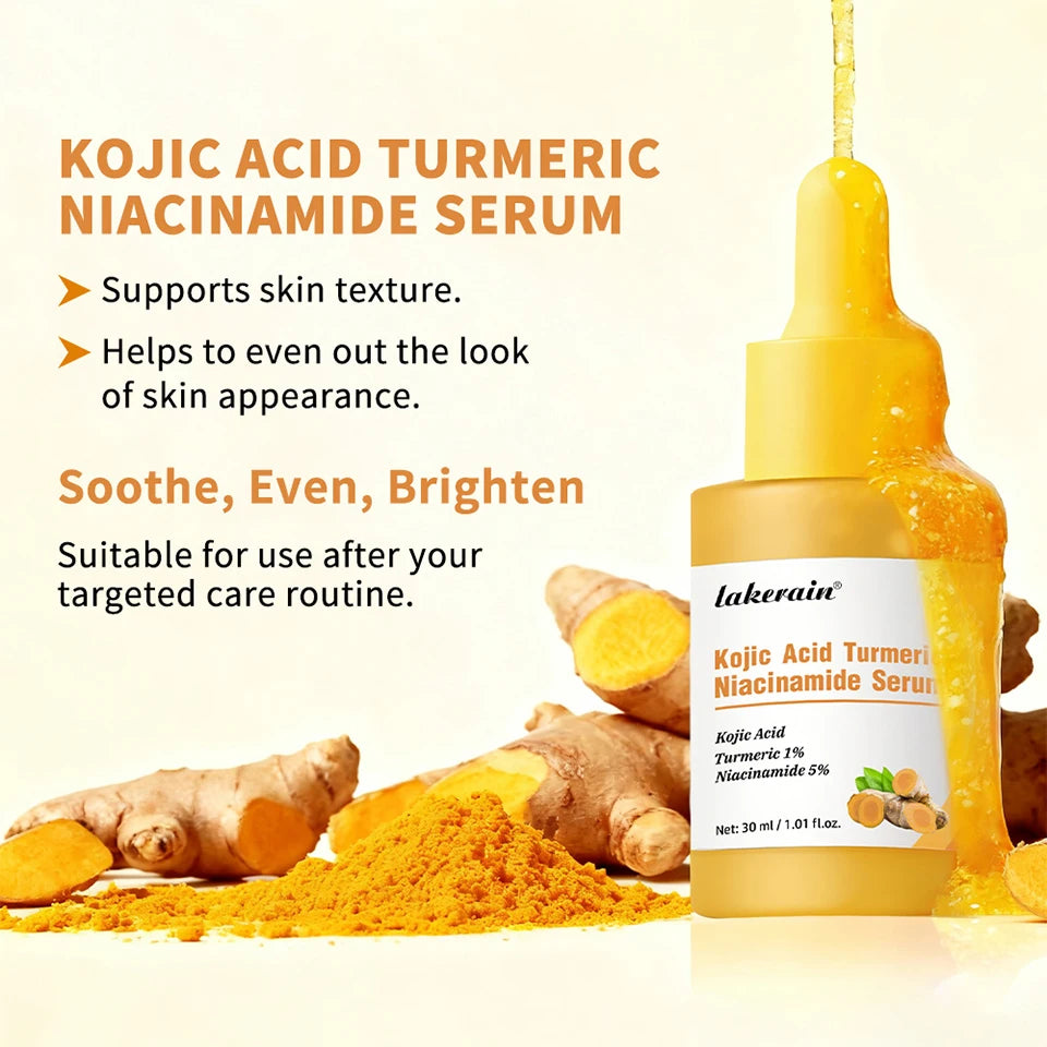 Kojic Acid Turmeric Niacinamide Serum Precise Dropper Design Deep Moisturizing Soothe Skin Brighten Skin Tone Facial Care