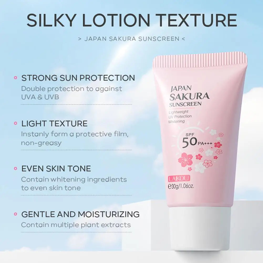 Japan Sakura Sunscreen Cream Protector Facial Sun Block Spf50 Isolation Lotion Cream Cherry Blossom Refreshing Facial Sun Lotion