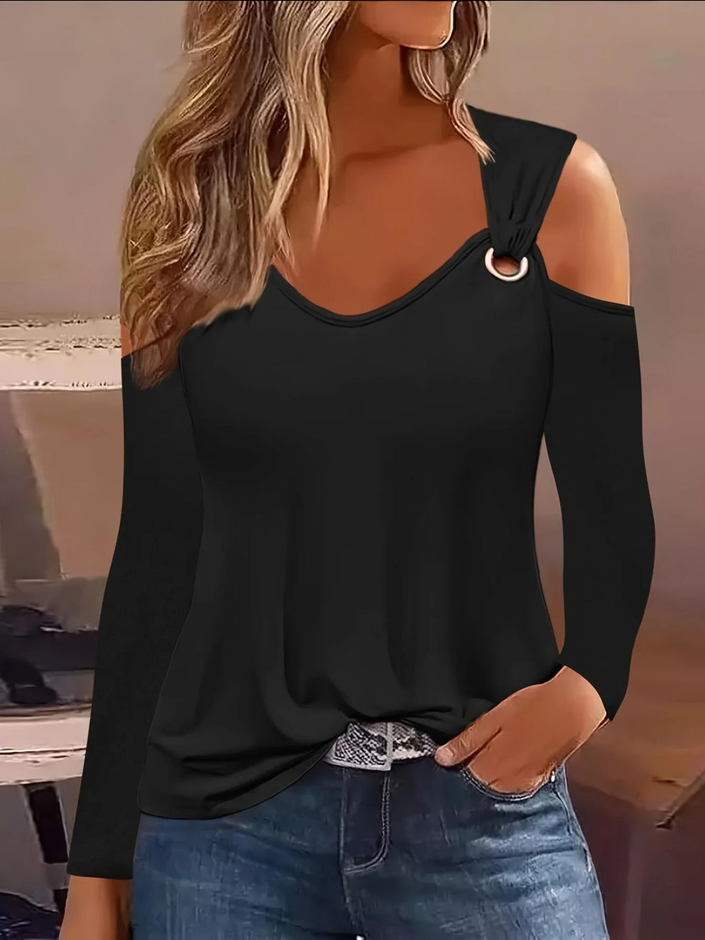 Plus Size Autumn Simple Metal Button V-neck Shirt Blouse For Women 2023 New Fashion Sexy Women Casual TShirt Pullover Tops Femal