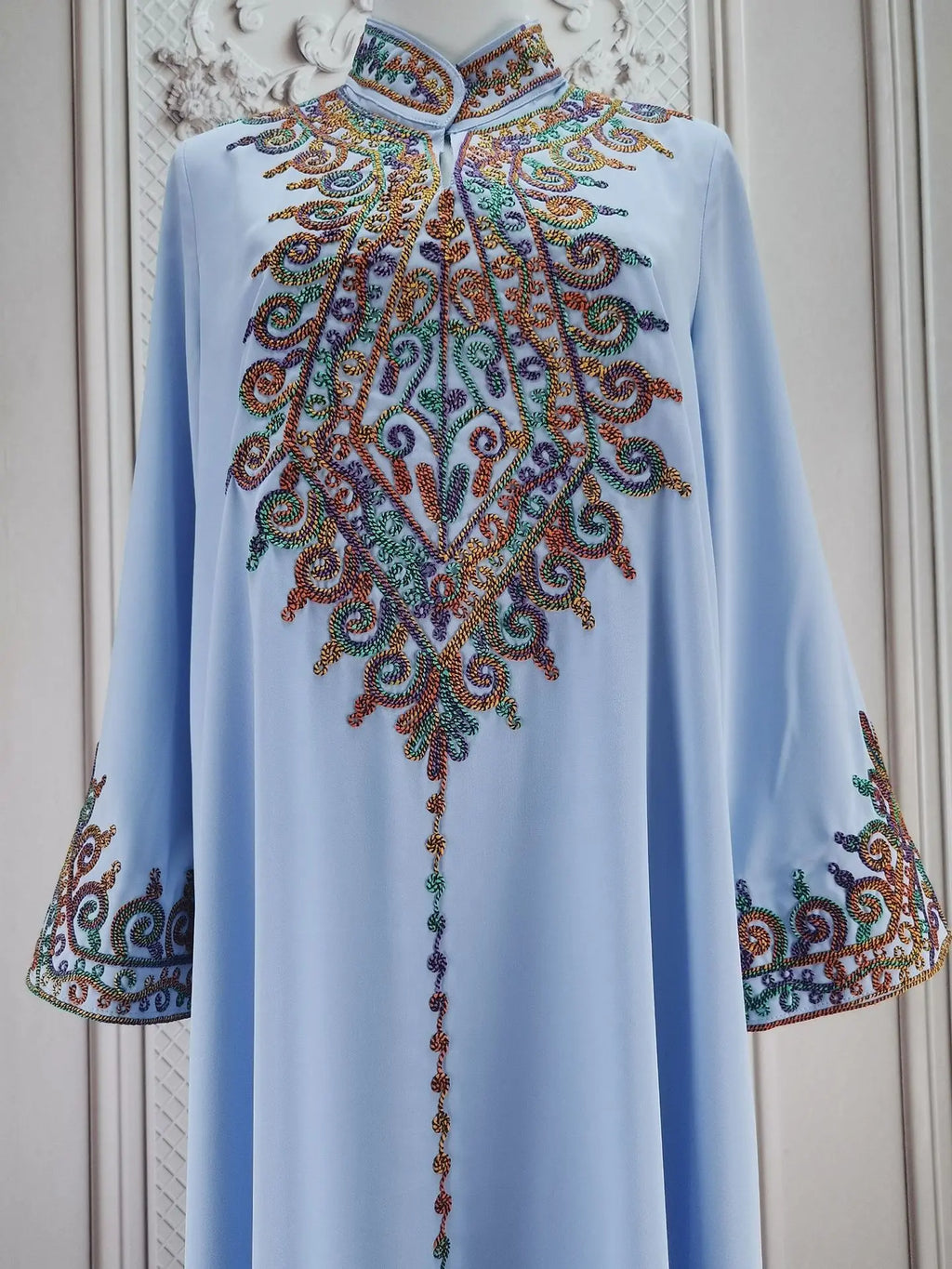 Uni Embroidery V-Neck Long Dress Dubai Arab Abaya For Muslim Woman Loose Moroccan Saudi Ethnic Jalabiya Fashion Robe 2026