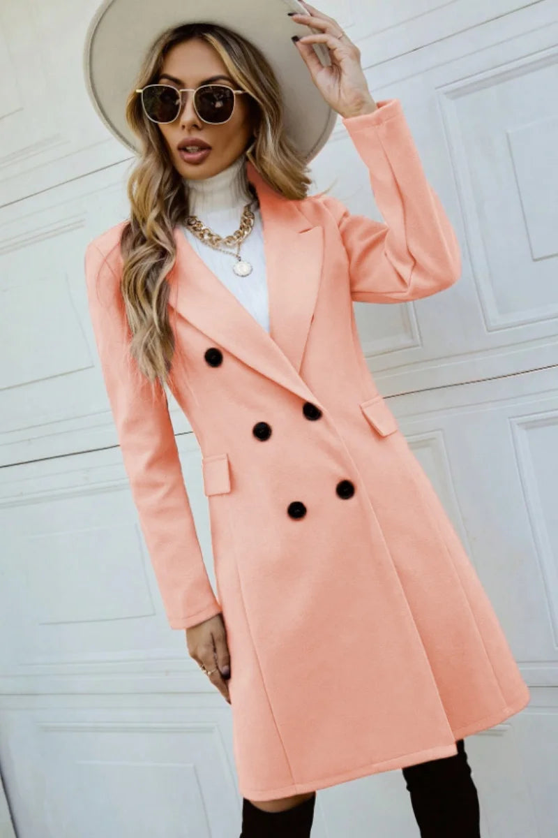 European and American fashion leisure new women's autumn and winter coat fashion slim lapel style slimming long sleeve Hanfu woo