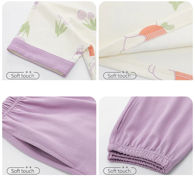 Female Summer Pijamas Short Women Cotton Pajamas Sleeve Shorts Nightwear Sweet Sleepwear Cartoon Pyjamas Woman Home Suit