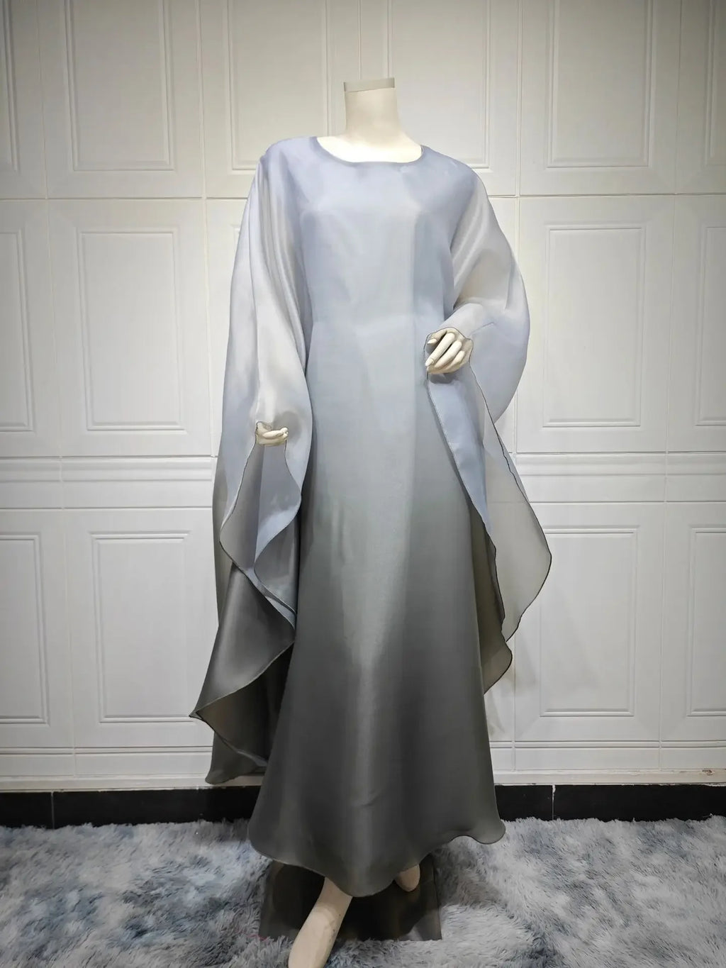 Eid Arab Satin Muslim Party Dress for Women Bat Sleeve Abaya Jalabiya Long Dresses Morocco Kaftan Vestidos Ramadan Gown Robe