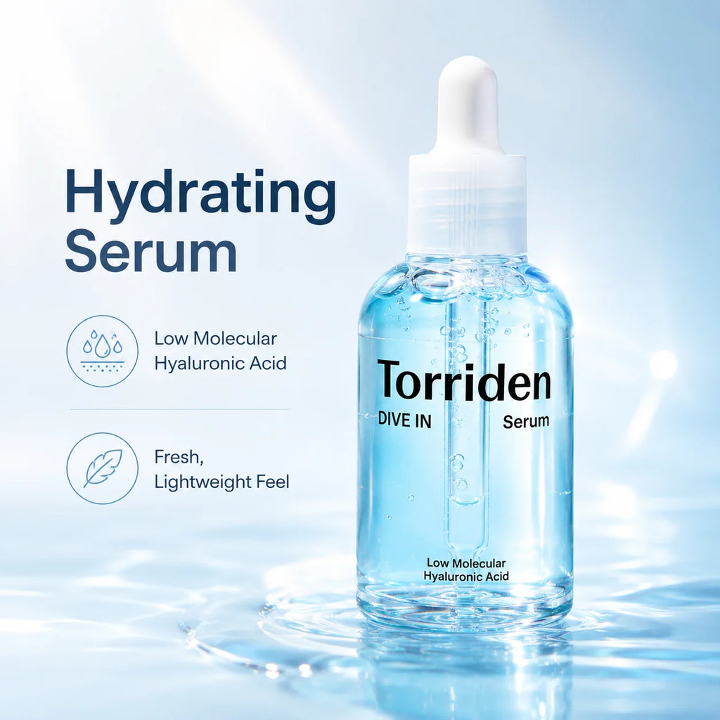 Torriden DIVE-IN Low-Molecular Hyaluronic Acid Serum 50ml,Featherlight,Moisture Retention Aid,Korean Skincare,for Korean Makeup