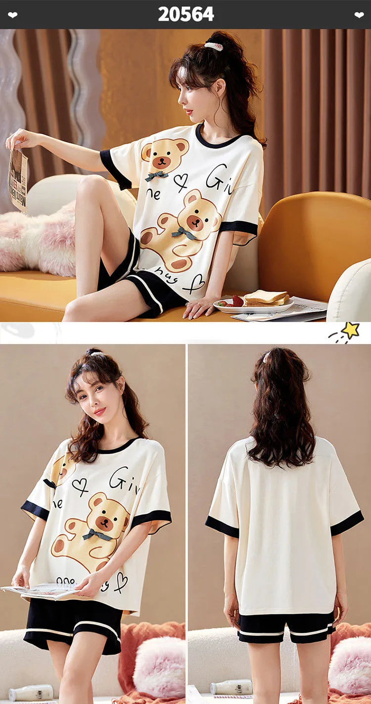 Spring Summer Pure Cotton Womens Pajama Sets Sexy Black Nightwear Casual Pyjama Long Pants Sleepwear Suits Homewear Fashion