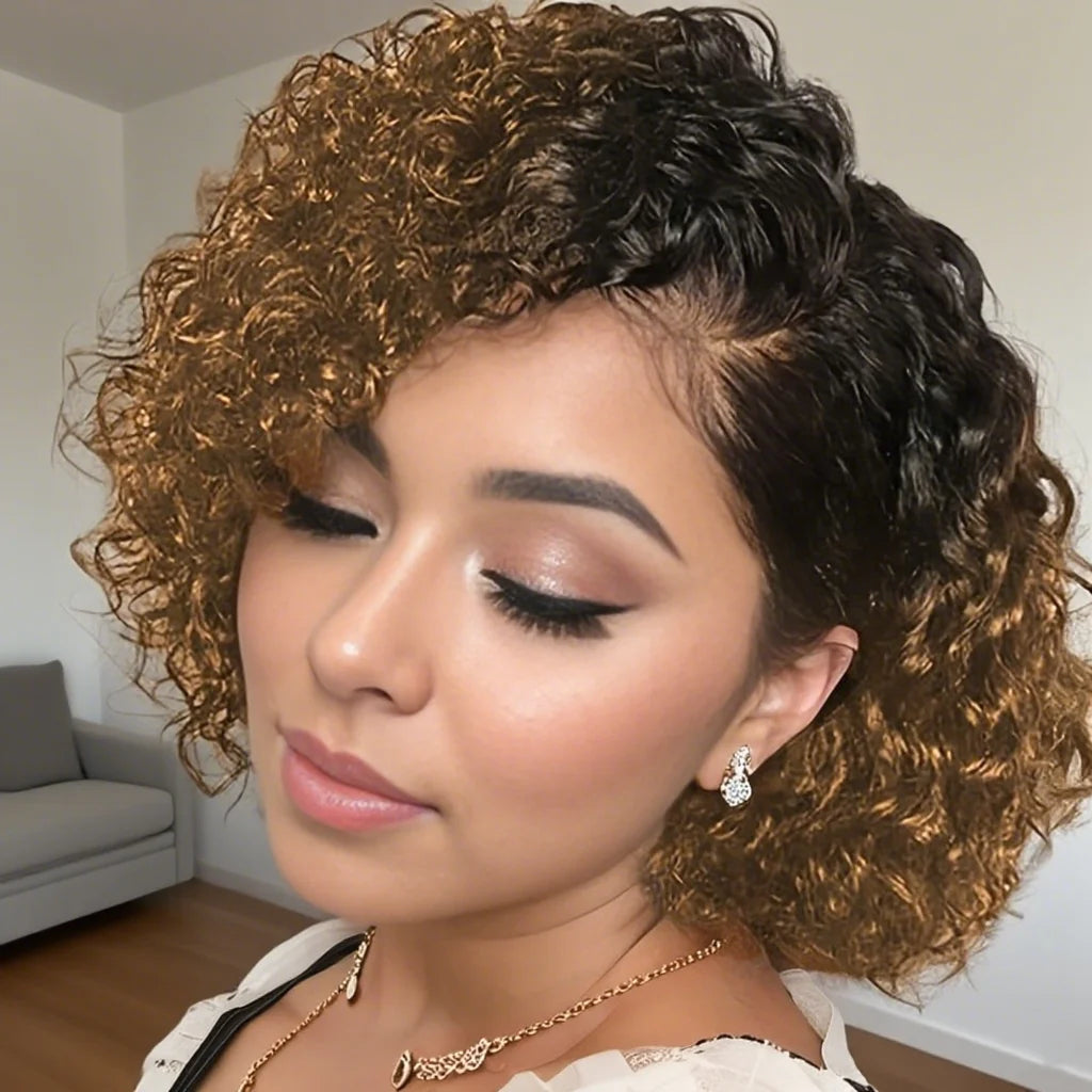 13x4 Lace Front Wigs Pixie Cut Wig Human Hair Deep Wave Wig Short Curly Natural Wigs for Woman