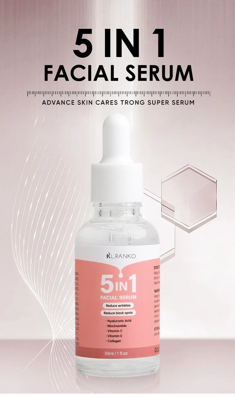 5-in-1 Multi-Action Facial Serum - Hydrates, Firms, Brightens & Reduces Wrinkles for Youthful Skin