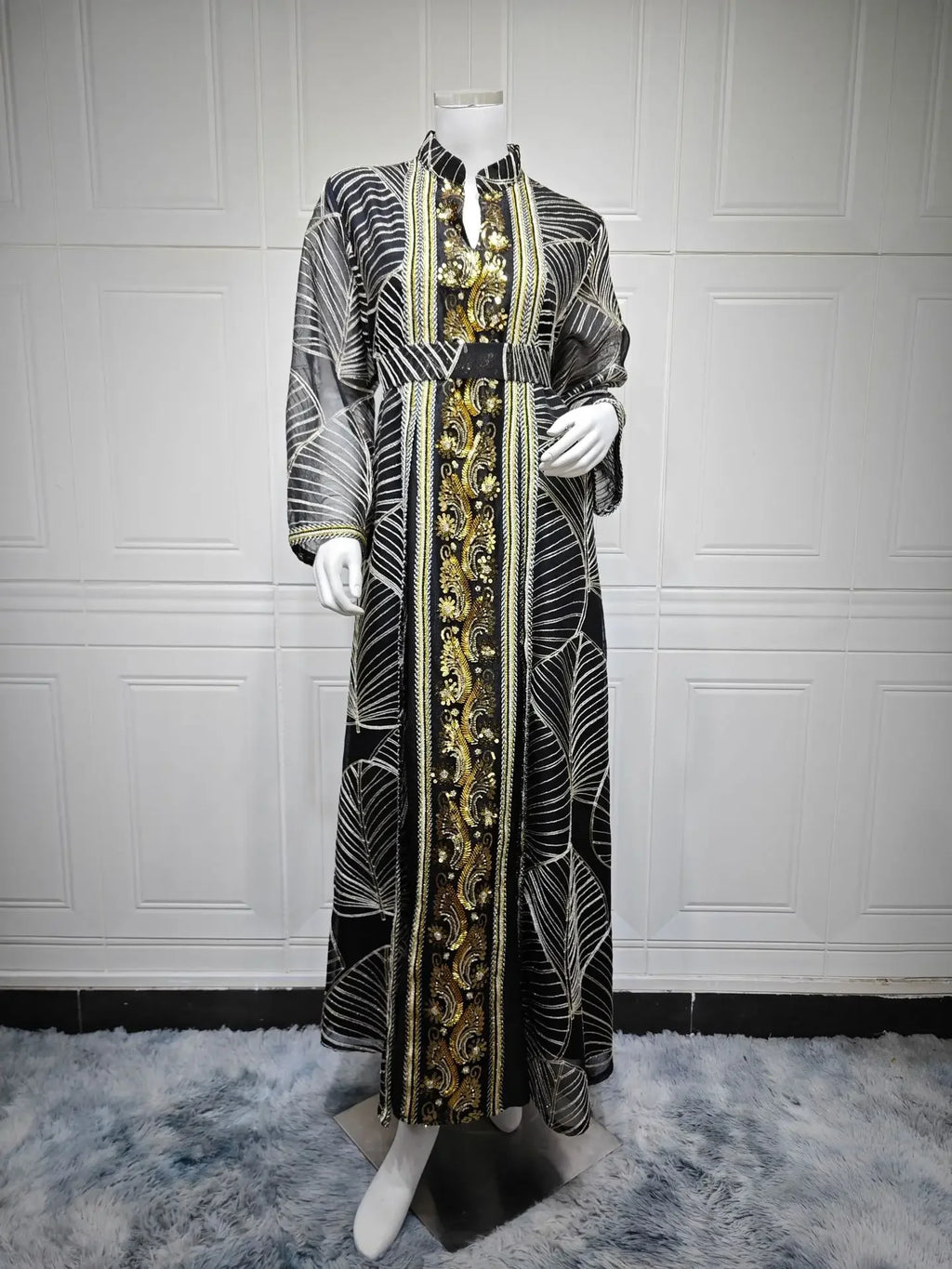 Women Mesh Sequins Dress Elegant Abaya  Eid Party Gorgeous Embroidery Dresses Lace-up Muslim Jalabiya  Vestidos Largos Robe 2025