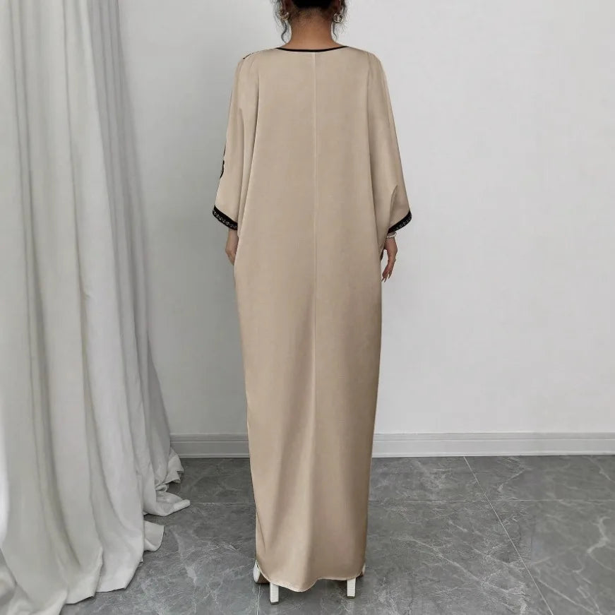 Eid Women Dress Muslim Abaya V Neck Loose Robe Party Jalabiya Ramadan Long Dresses  Vestidos Largos Kaftan Arab Morocco Kaftan