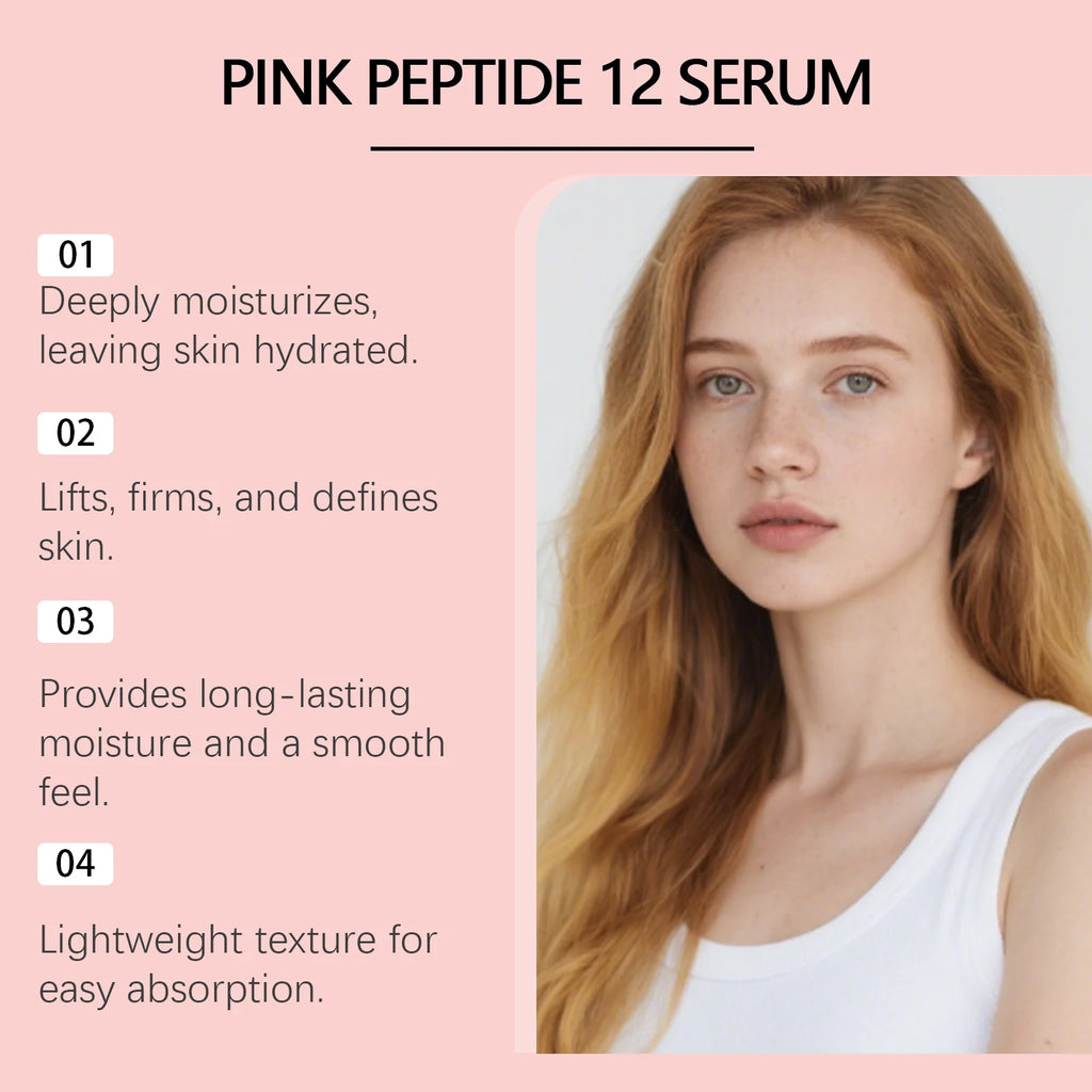 Pink Peptide 12 Facial Serum Niacinamide Hydration Firm-Looking Skin Uneven Tone Care Glass Skin Korean Skincare Face Essence