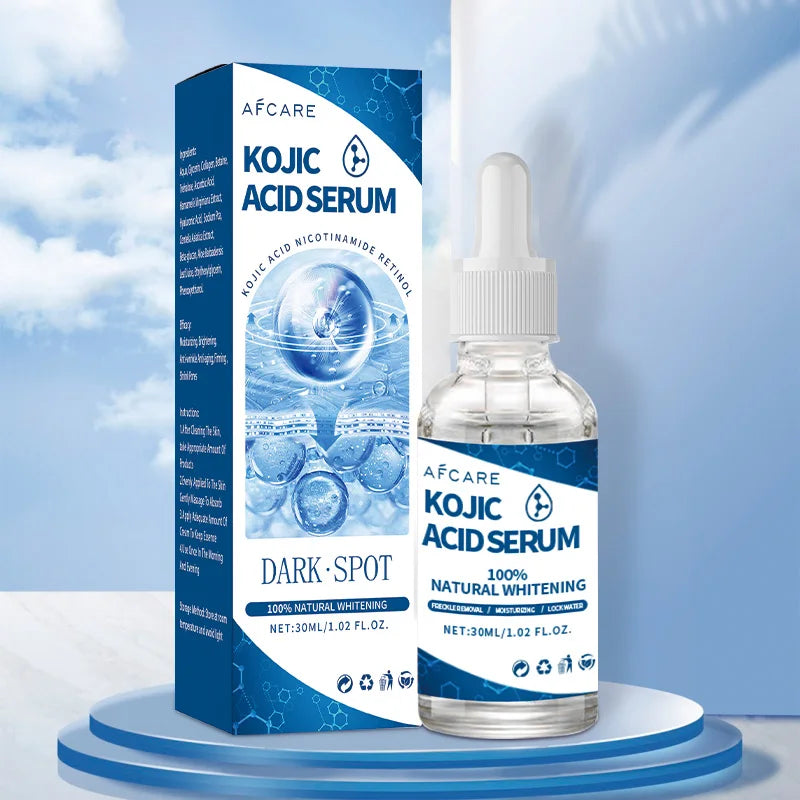 Kojic Acid Fades Freckle Dark Spot Face Serum with Niacinamide and Vitamin E for Quick Brightening Nourishing Skin Care Product