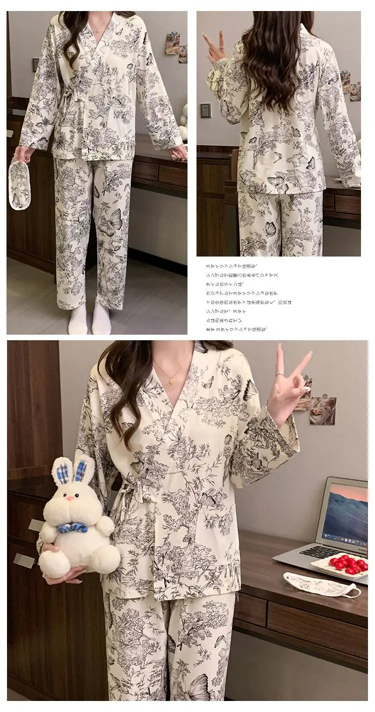 Sleeping Wear for Woman Pajamas Set Ensemble Pyjama Femme Ladies Pyjamas Femmes Sexy’ Homewear Home Set Female Pajama Women Suit