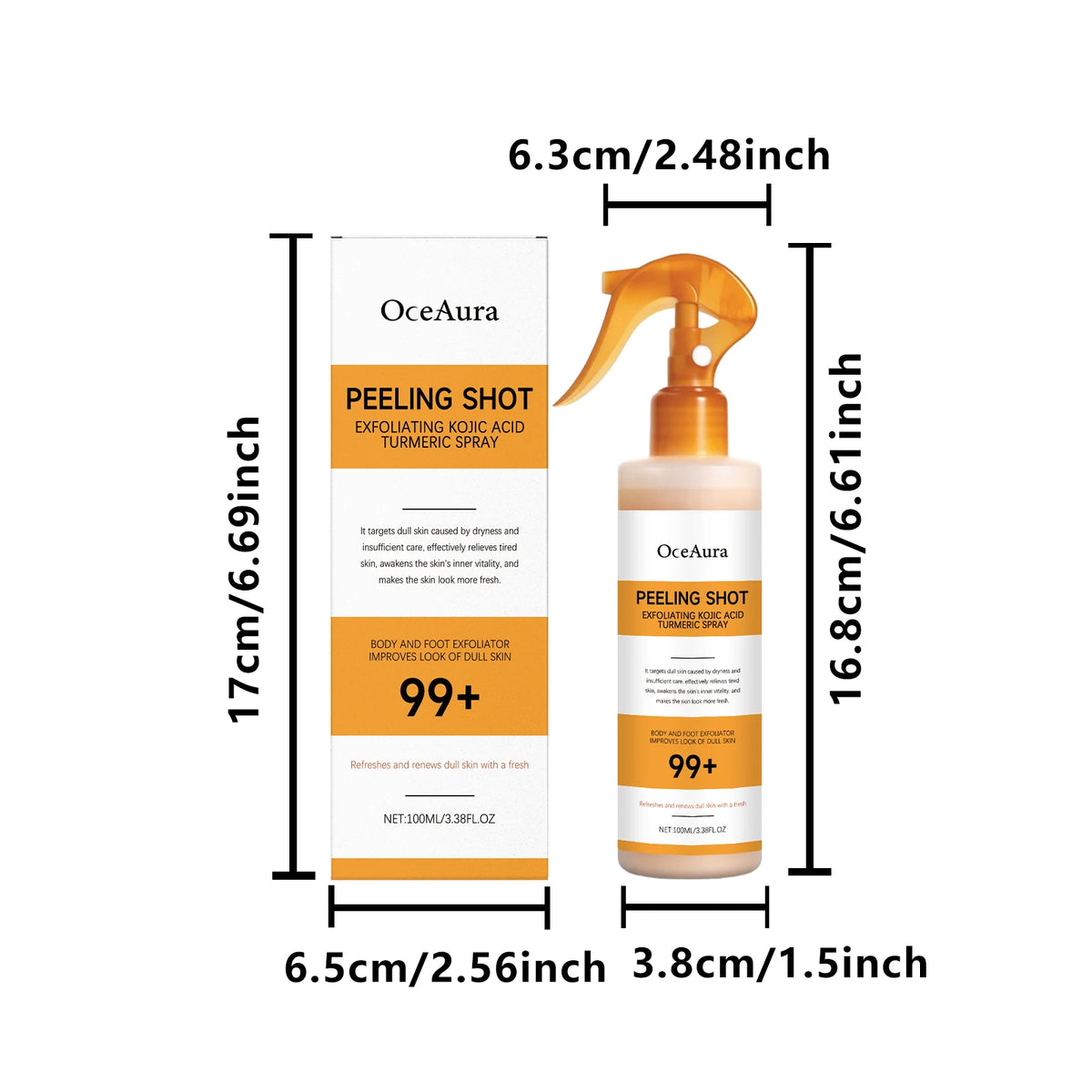 OceAura بخاخ تقشير لطيف بحمض الكوجيك والكركم — 100ml