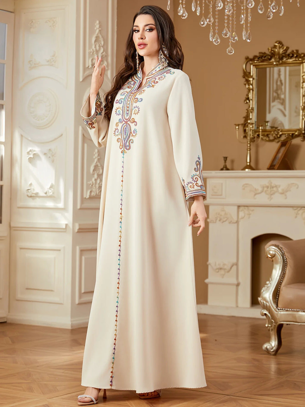 Eid Embroidery Women Dress Abaya Women Jalabiya Elegant Muslim Dubai Vestidos Largo Ramadan Morocco Prayer Caftan Robe Abayas