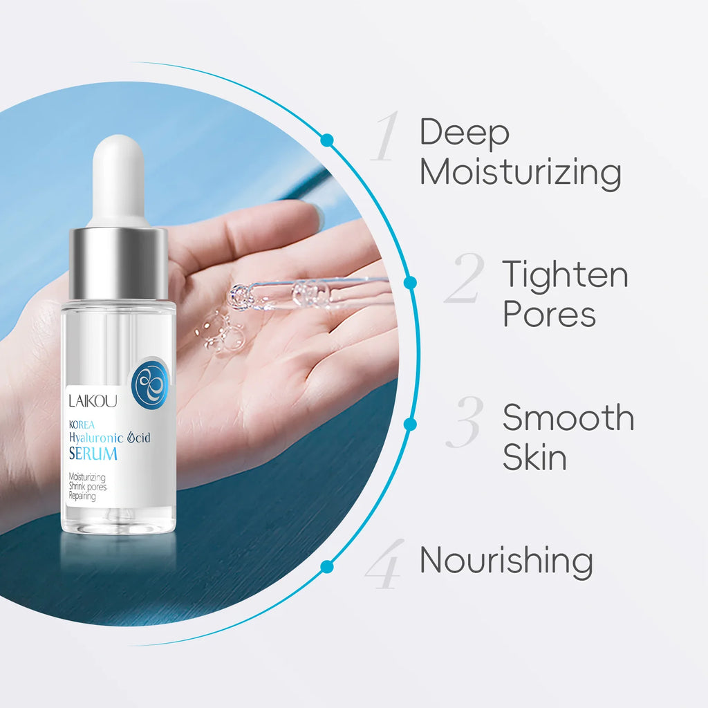 LAIKOU Hyaluronic Acid Serum Moisturizing Smoothing Face Essence Skin Care Shrink Pore Cream For Dry Facial Skin