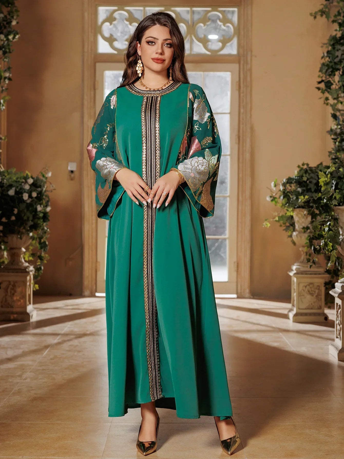 Muslim Women Sequin Embroidery Maxi Dress Dubai Abaya Turkey Kaftan Eid Djellaba Islam Jalabiya Robe Caftan Marocain Femme 2025