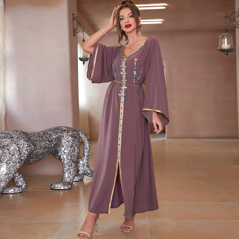 Luxury Diamond Party Dress for Women Robe Muslim Evening Abaya Arab Oman Dubai Moroccan Pakistan Jalabiya Caftan Ramadan Vestido