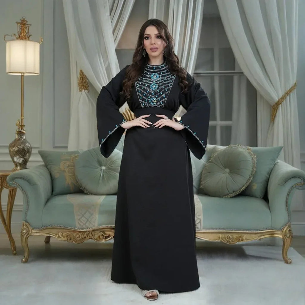 Elegant Dubai Luxury Diamonds Abaya Women Muslim Evening Party Dress Turkey Kaftan Eid Djellaba Ramadan Islam Jalabiya Vestidos