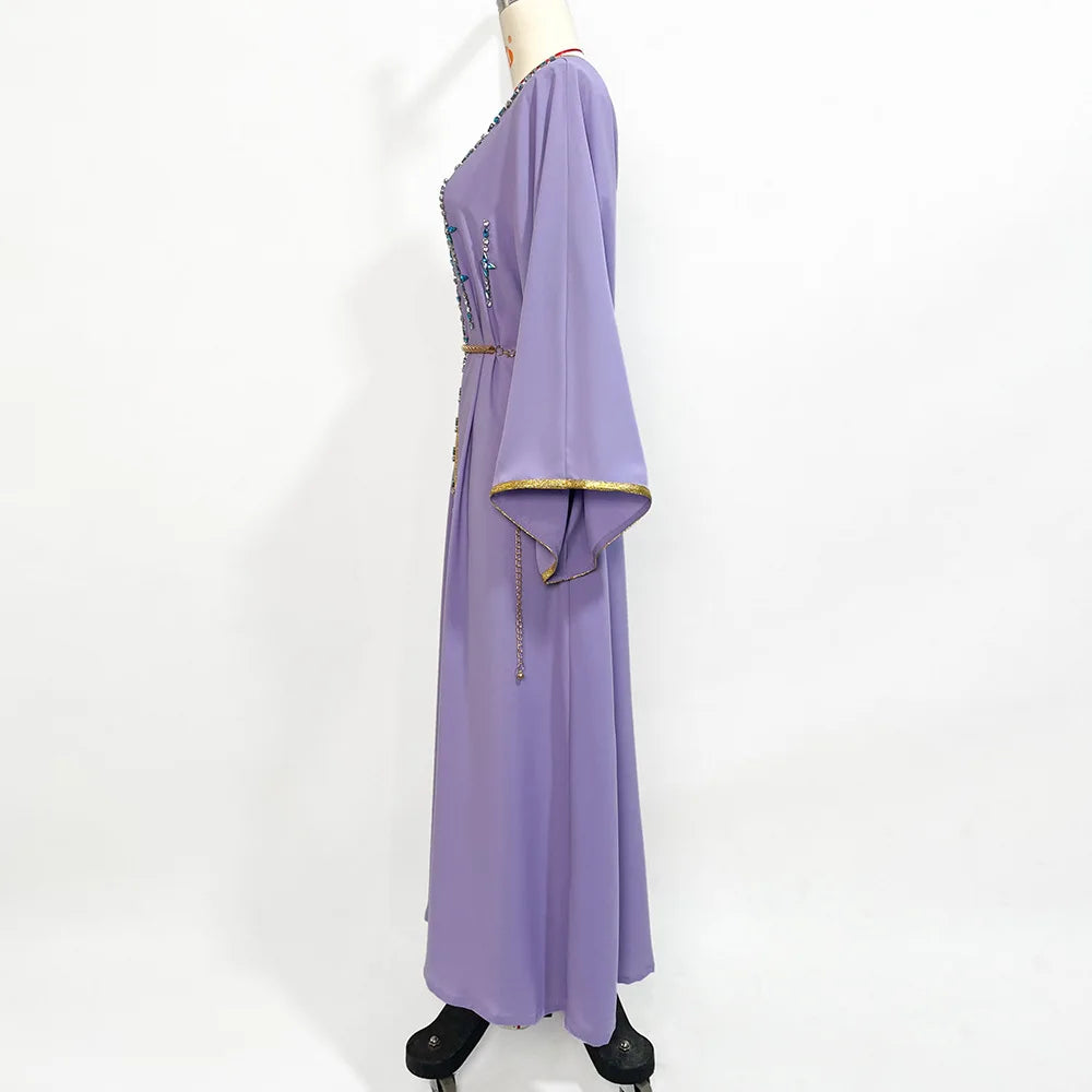 Luxury Diamond Party Dress for Women Robe Muslim Evening Abaya Arab Oman Dubai Moroccan Pakistan Jalabiya Caftan Ramadan Vestido