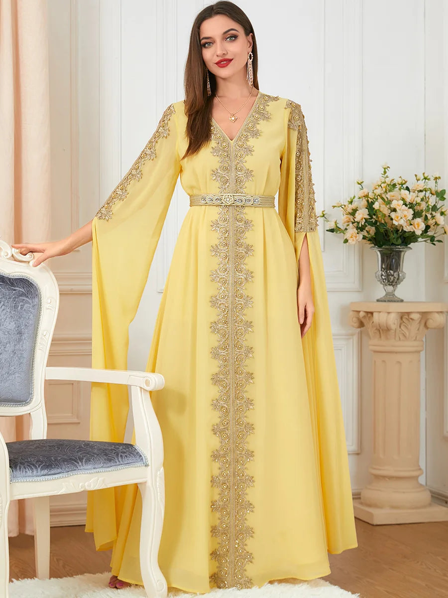 Autumn Morocco Dress Muslim Women Abaya Party Dresses Long Sleeve Abayas Dubai Turkey Islam Kaftan Robe Longue Vestidos Largos