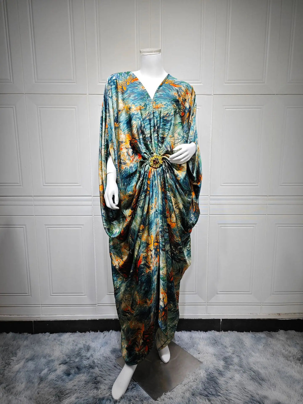 Eid Women Dress Muslim Abaya Print V Neck Party Jalabiya Ramadan Long Dresses Abayas Vestidos Largos Kaftan Arab Long Robe 2025