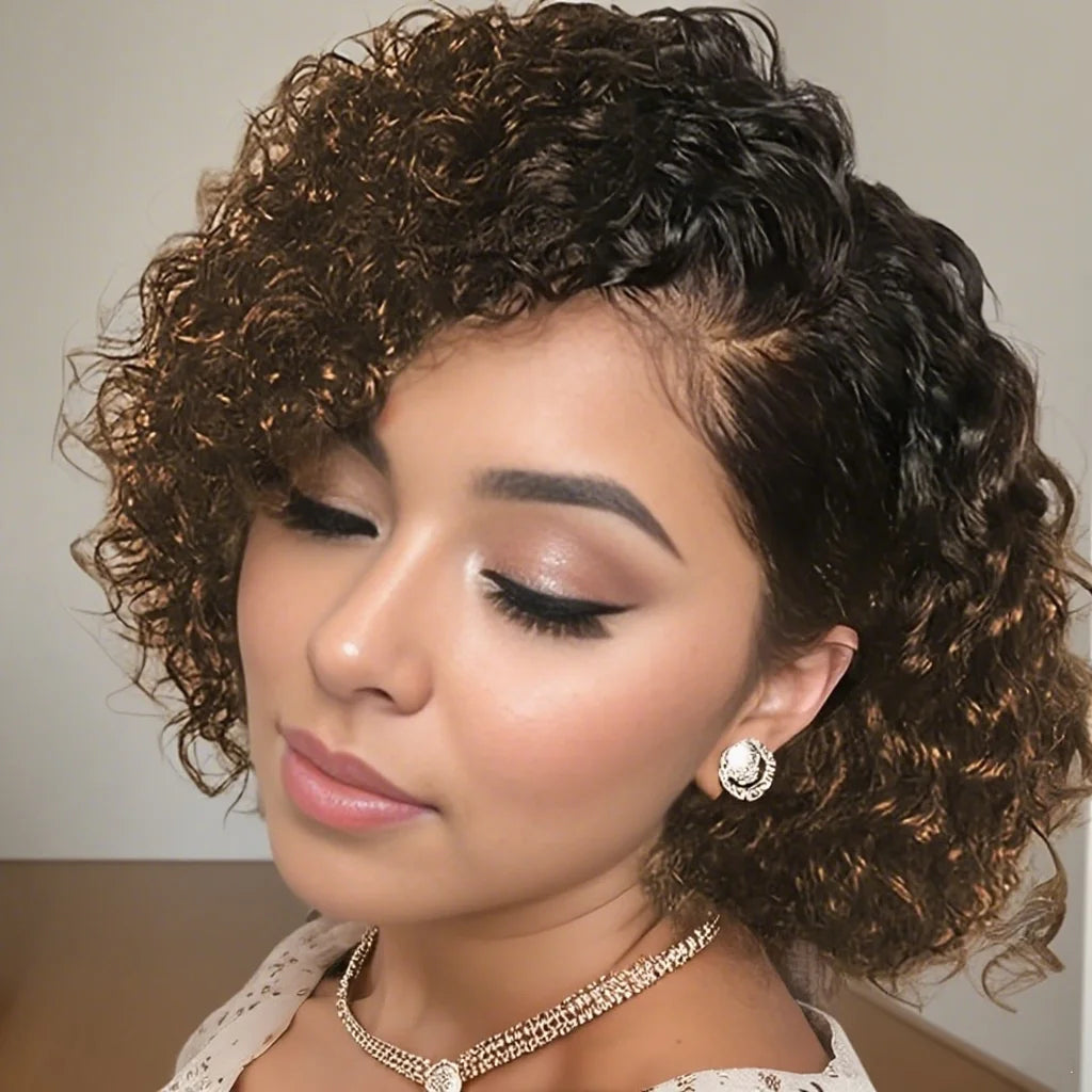 13x4 Lace Front Wigs Pixie Cut Wig Human Hair Deep Wave Wig Short Curly Natural Wigs for Woman