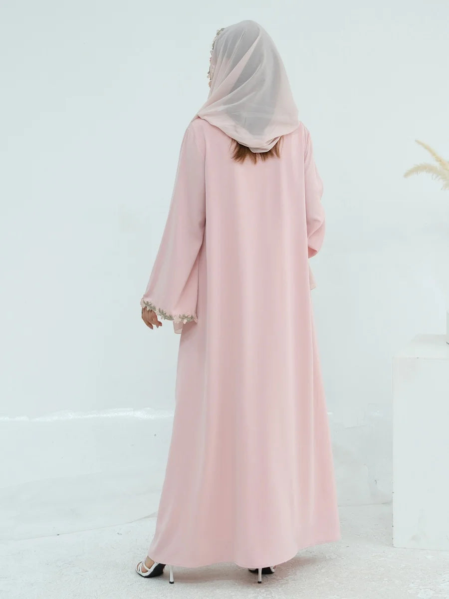 Muslim Women Türkiye Dubai Abaya Luxury embroidery Flower Kimono Cardigan Long Dress Modest Kaftan Robe Femme Islam Clothing