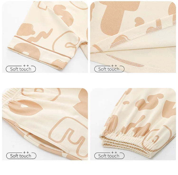 New Summer Pajamas Homewear Suit Women's Short-Sleeved Long Pants Ladies Large Size Loose Leisure Homewear Two-Piece Set