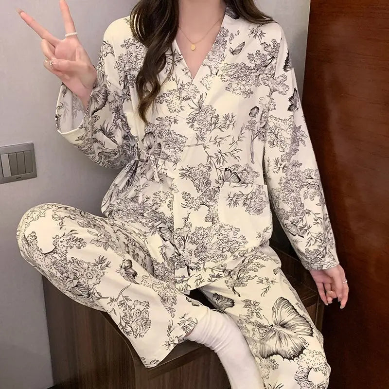 Sleeping Wear for Woman Pajamas Set Ensemble Pyjama Femme Ladies Pyjamas Femmes Sexy’ Homewear Home Set Female Pajama Women Suit