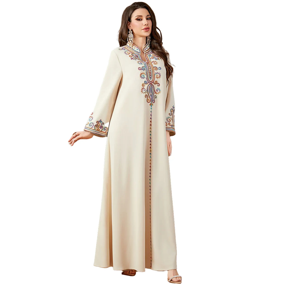 Eid Embroidery Women Dress Abaya Women Jalabiya Elegant Muslim Dubai Vestidos Largo Ramadan Morocco Prayer Caftan Robe Abayas
