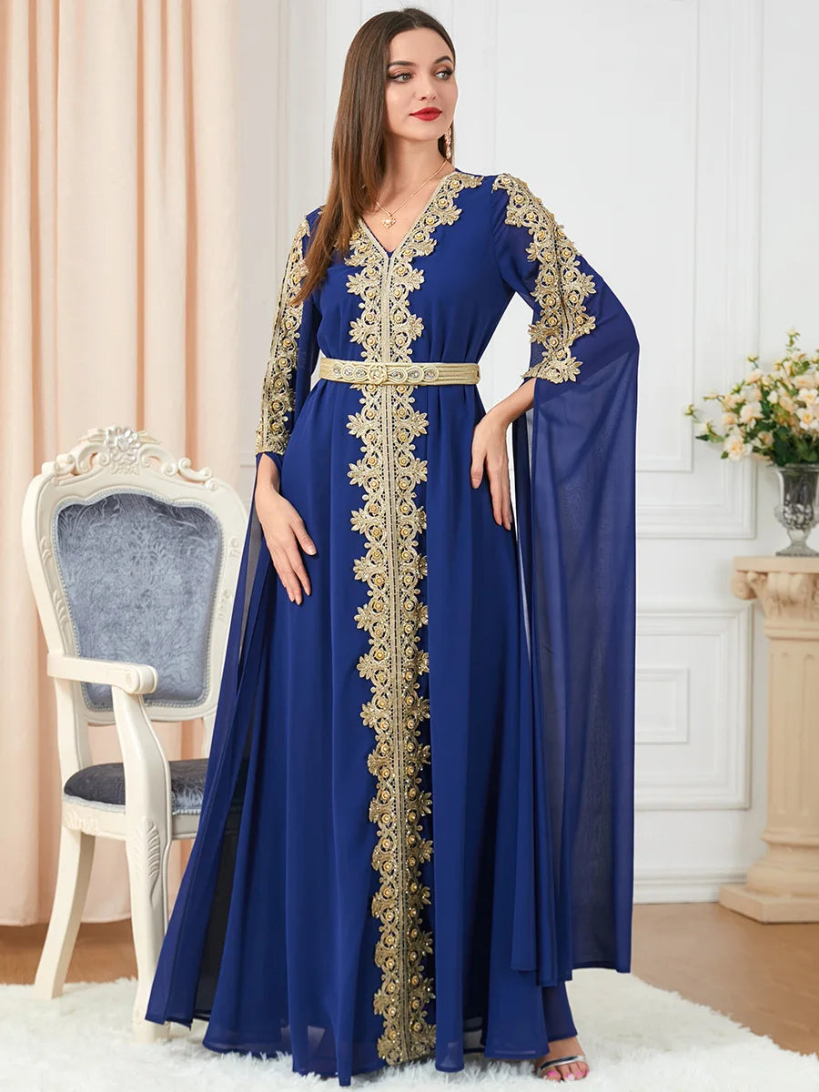 Autumn Morocco Dress Muslim Women Abaya Party Dresses Long Sleeve Abayas Dubai Turkey Islam Kaftan Robe Longue Vestidos Largos