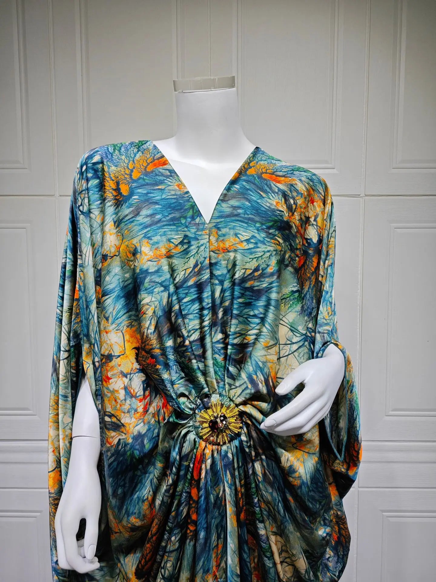 Eid Women Dress Muslim Abaya Print V Neck Party Jalabiya Ramadan Long Dresses Abayas Vestidos Largos Kaftan Arab Long Robe 2025