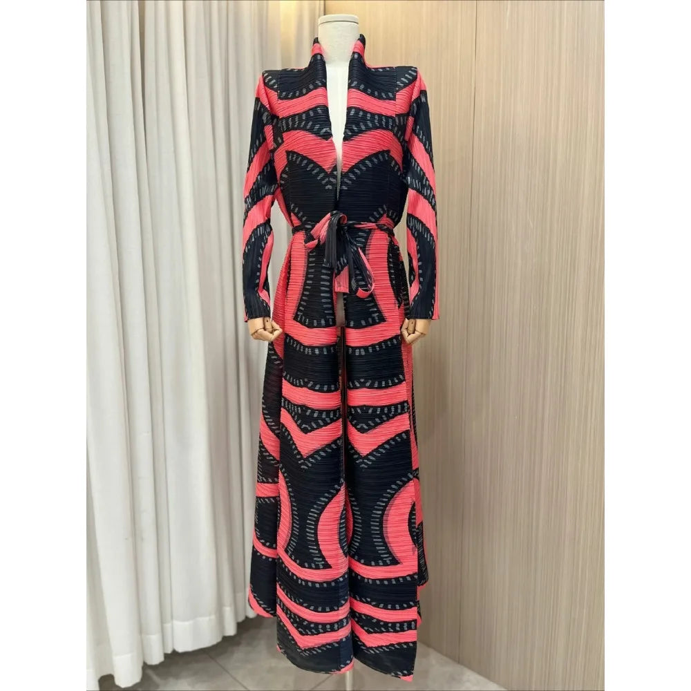 Eid Muslim Dress for Women Abaya Ramadan Print Pleated Cardigan Jalabiya Party Long Robe Morocco Dubai Kaftan Vestidos Largos
