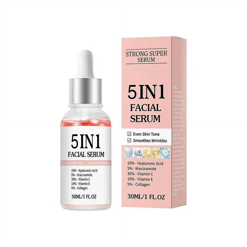 5-in-1 Face Serum Hyaluronic Acid, Niacinamide & Vitamin C Hydrating Brightening Serum for Women Skin Tone & Wrinkle Reduction